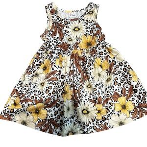 PatPat Floral Leopard Print Dress Sleeveless Casual Summer Outfit 18-24M